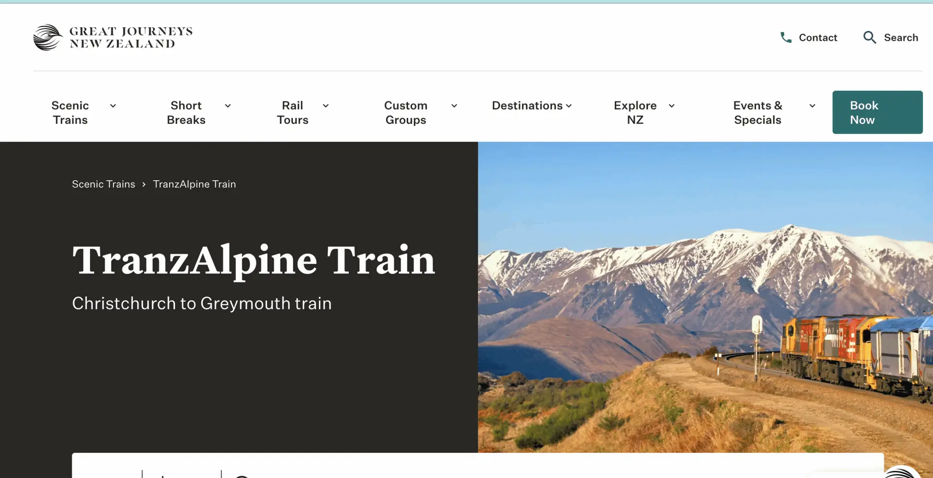 TranzAlpine New Zealand train